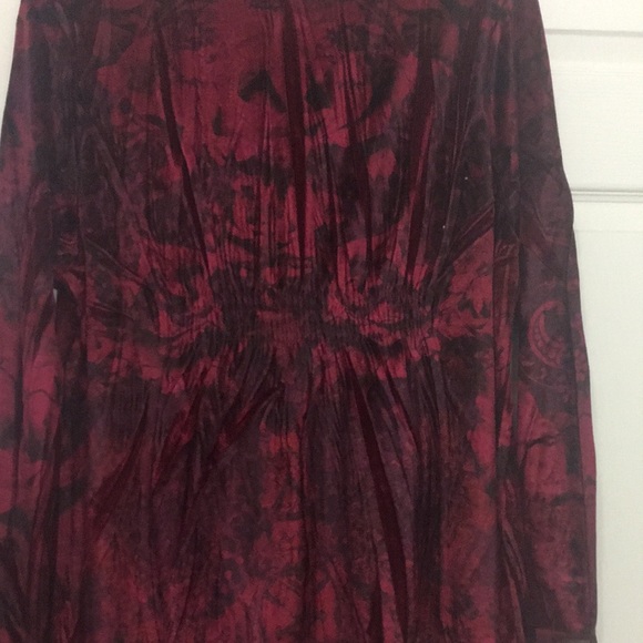 Women’s Large dressy velvet wine-red and black patterned cardigan full sleeves - Picture 5 of 5